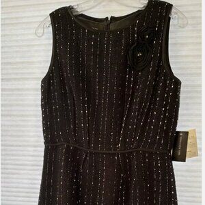 Jones New York Sheath Dress, Women's Size 8 Black NWT w/flower detail